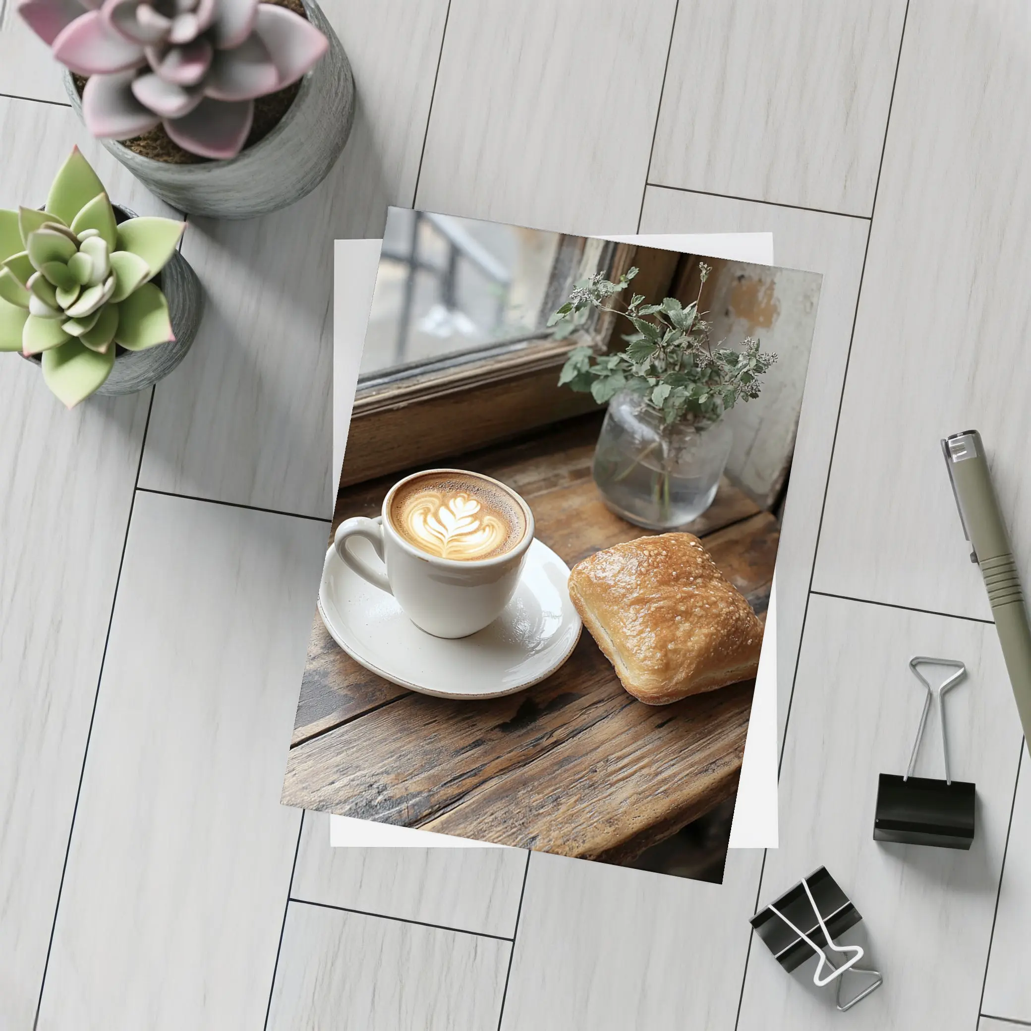 Latte Art Coffee Pastry Rustic Window – Postcards
