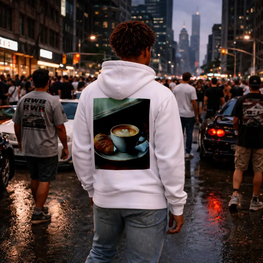 Latte Art Coffee Cup Croissant Window – Hoodies