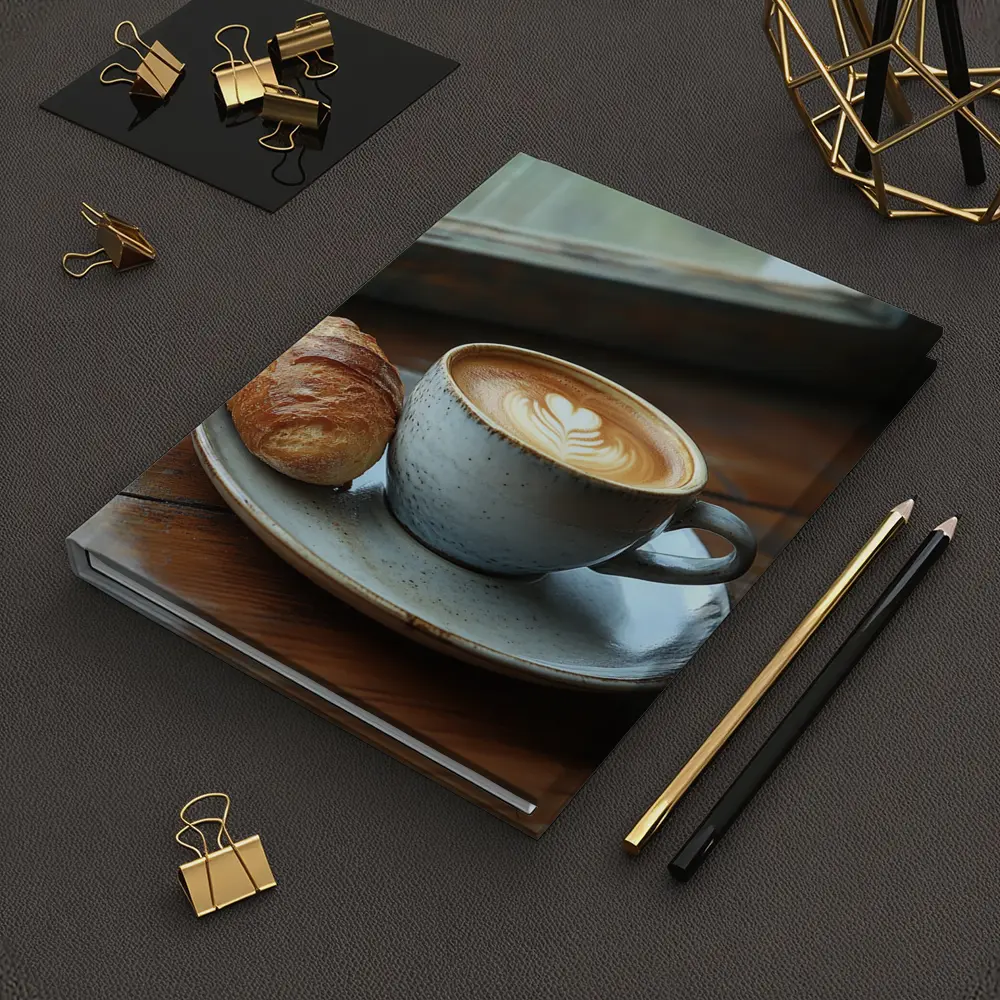 Latte Art Coffee Cup Croissant Window – Notebooks