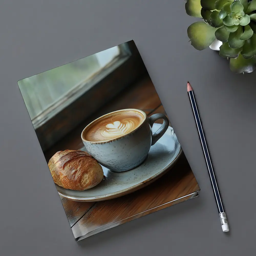 Latte Art Coffee Cup Croissant Window – Notebooks