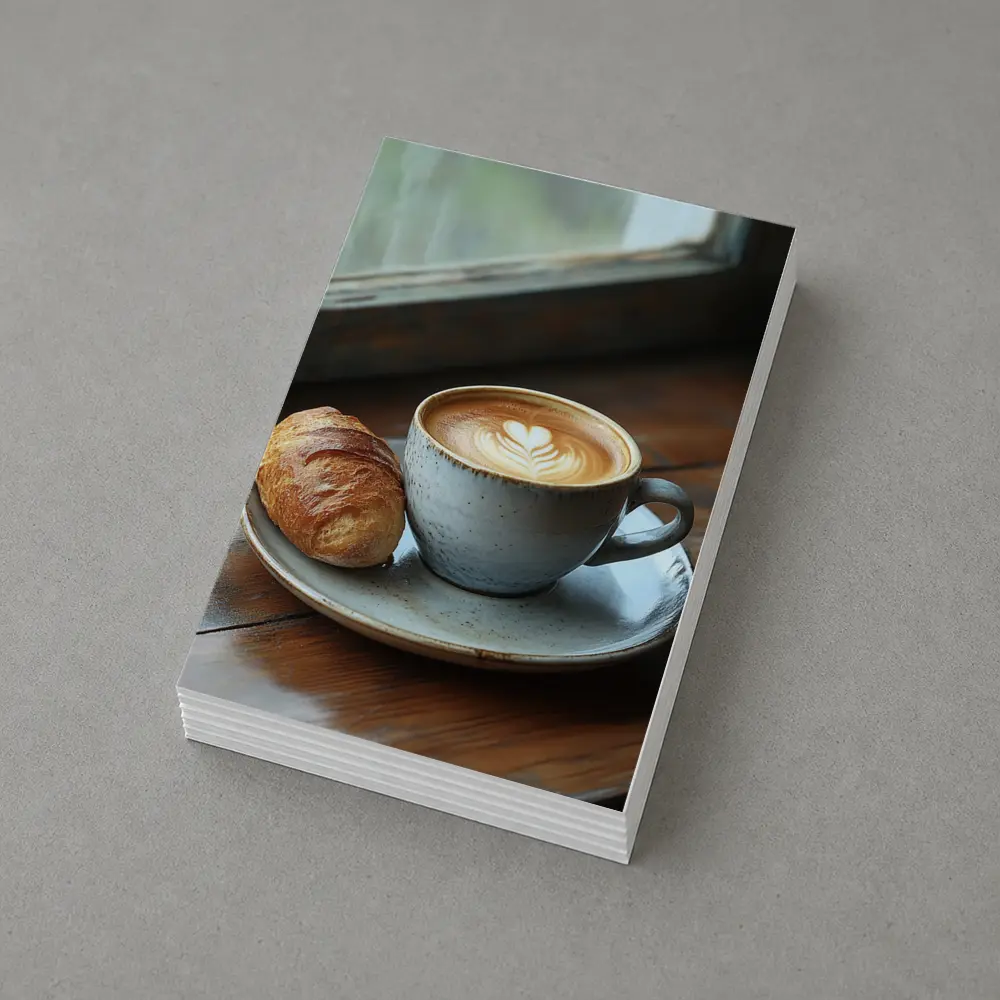 Latte Art Coffee Cup Croissant Window – Postcards
