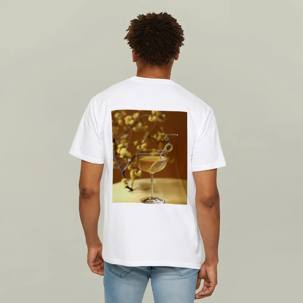 Champagne Coupe Glass Yellow Floral Background – T-Shirts