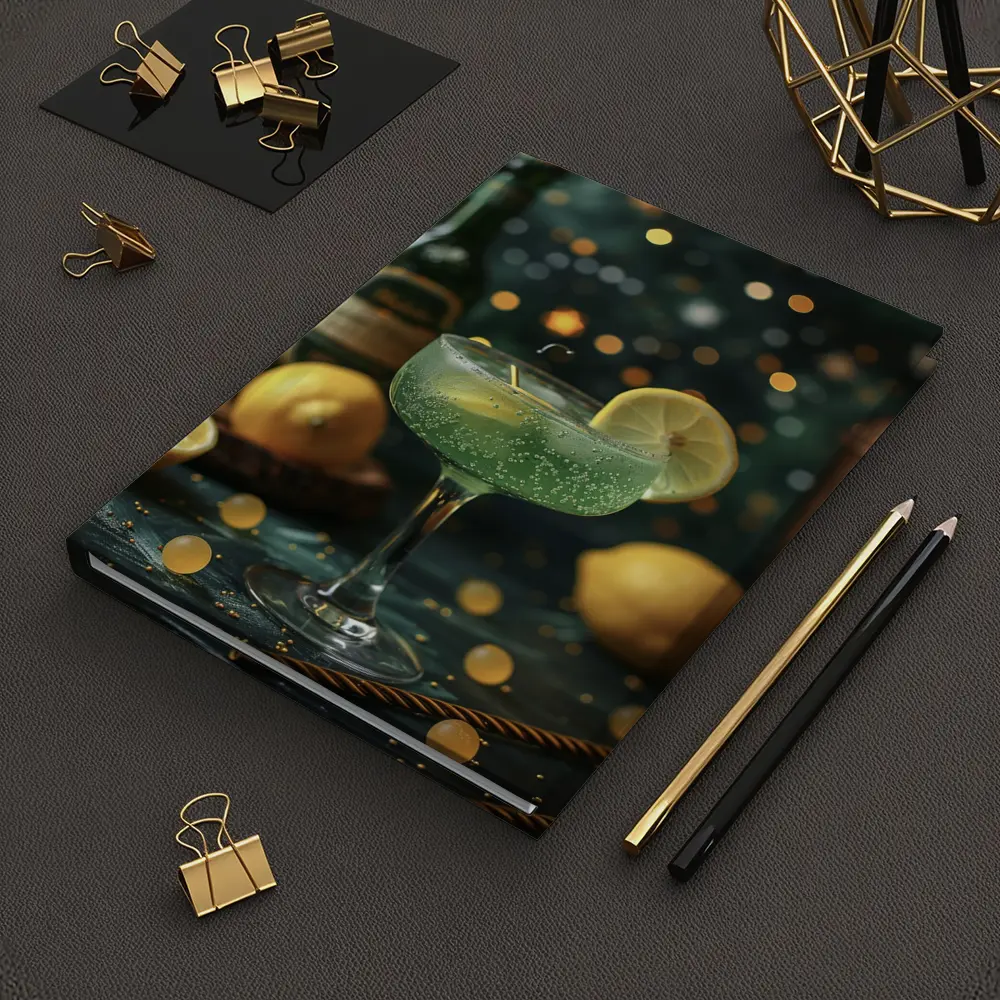 Green Cocktail Lemon Garnish Bokeh Bar – Notebooks