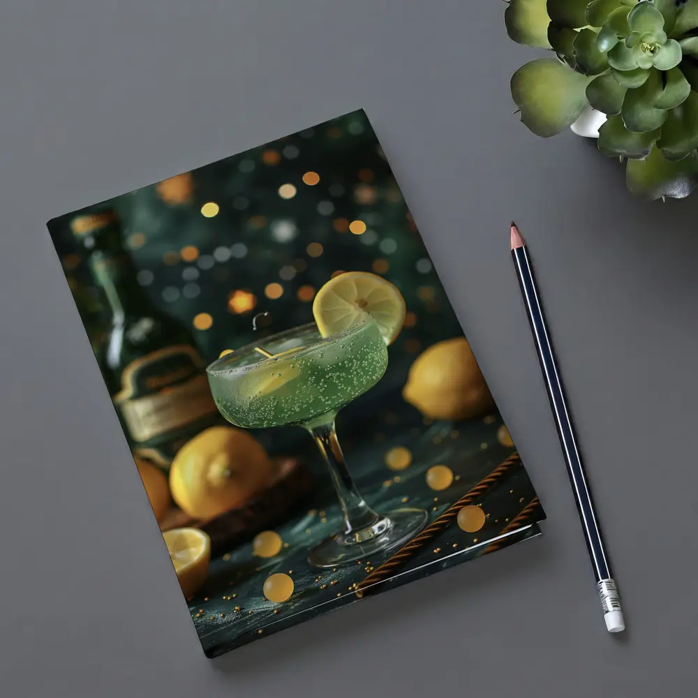 Green Cocktail Lemon Garnish Bokeh Bar – Notebooks