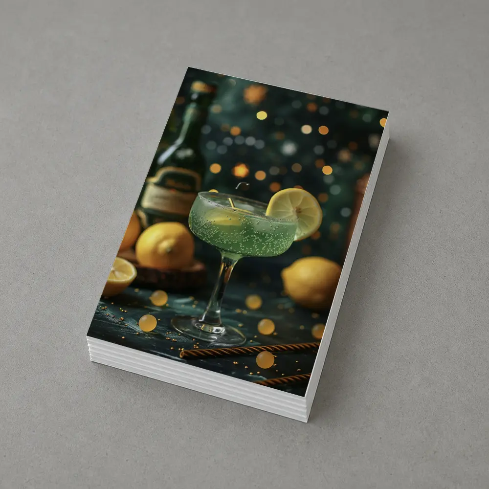 Green Cocktail Lemon Garnish Bokeh Bar – Postcards