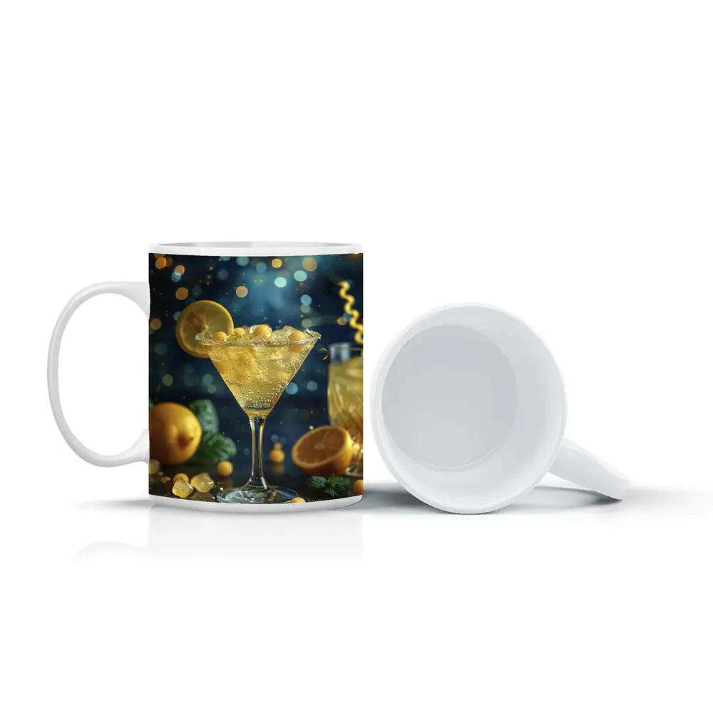 Lemon Martini Cocktail Starry Night Background – Mugs