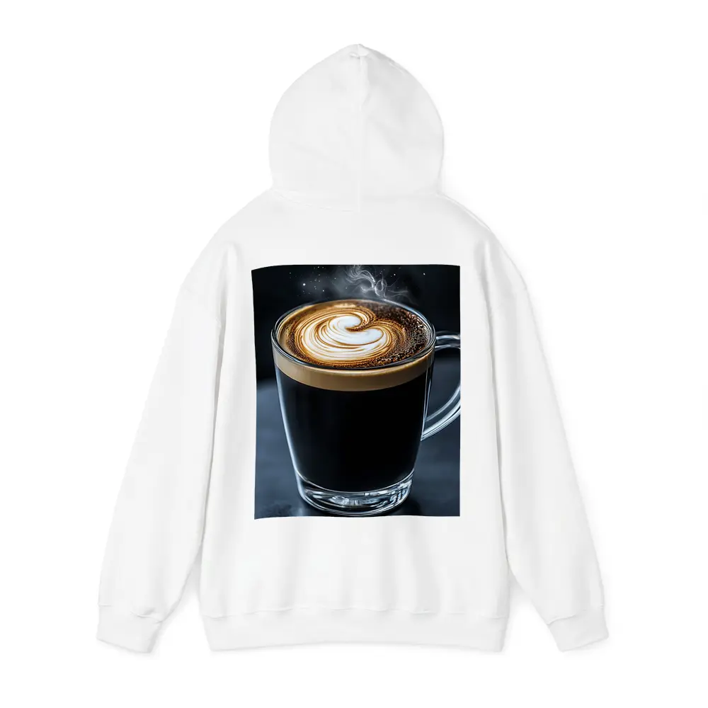 Steaming Latte Art Glass Cup Dark Background – Hoodies