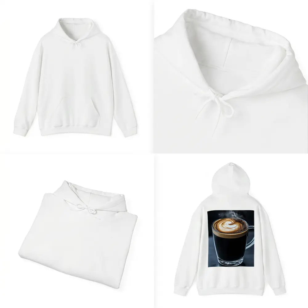Steaming Latte Art Glass Cup Dark Background – Hoodies