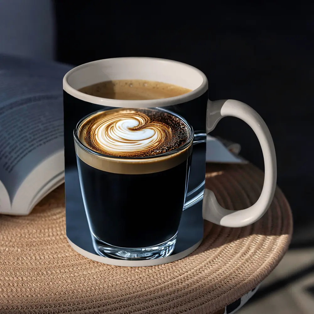 Steaming Latte Art Glass Cup Dark Background – Mugs