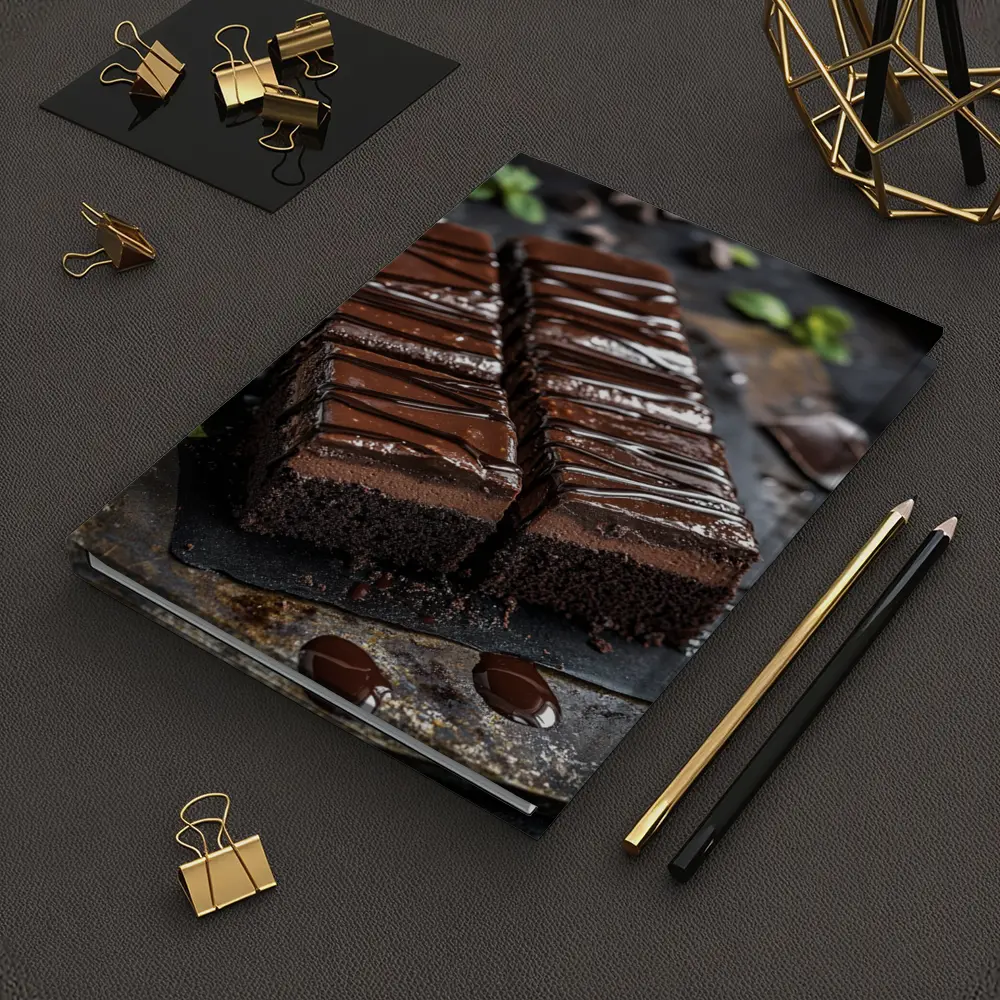 Dark Chocolate Brownie Slices Dark Background – Notebooks