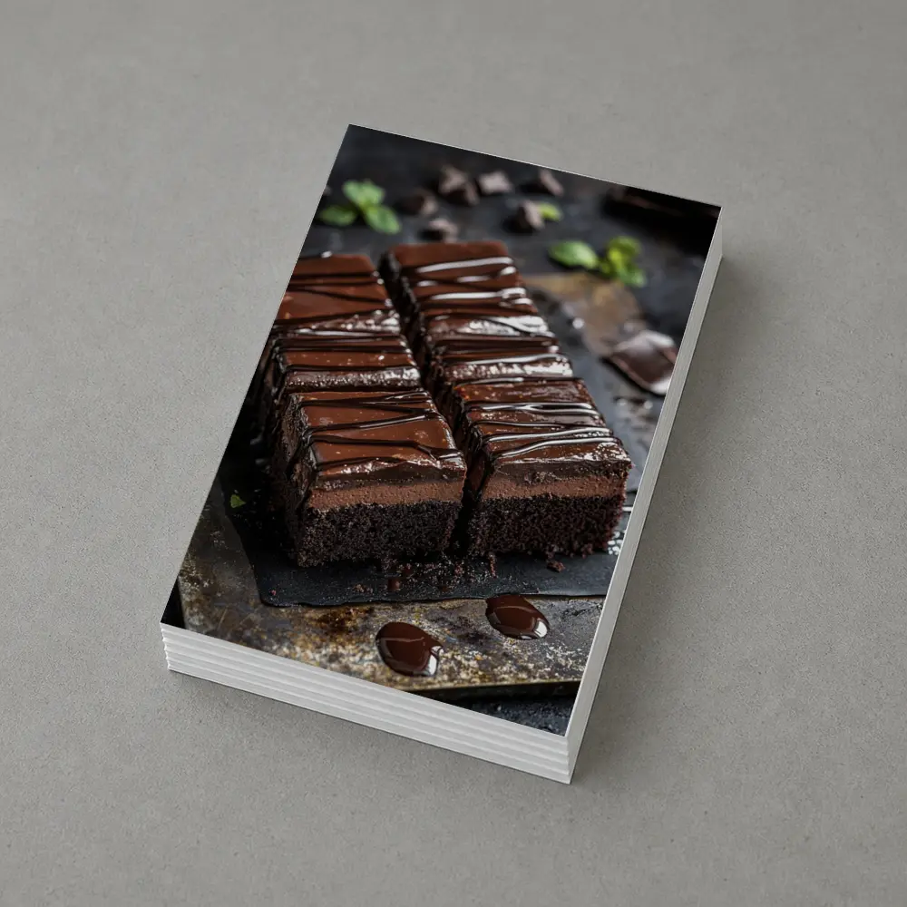 Dark Chocolate Brownie Slices Dark Background – Postcards