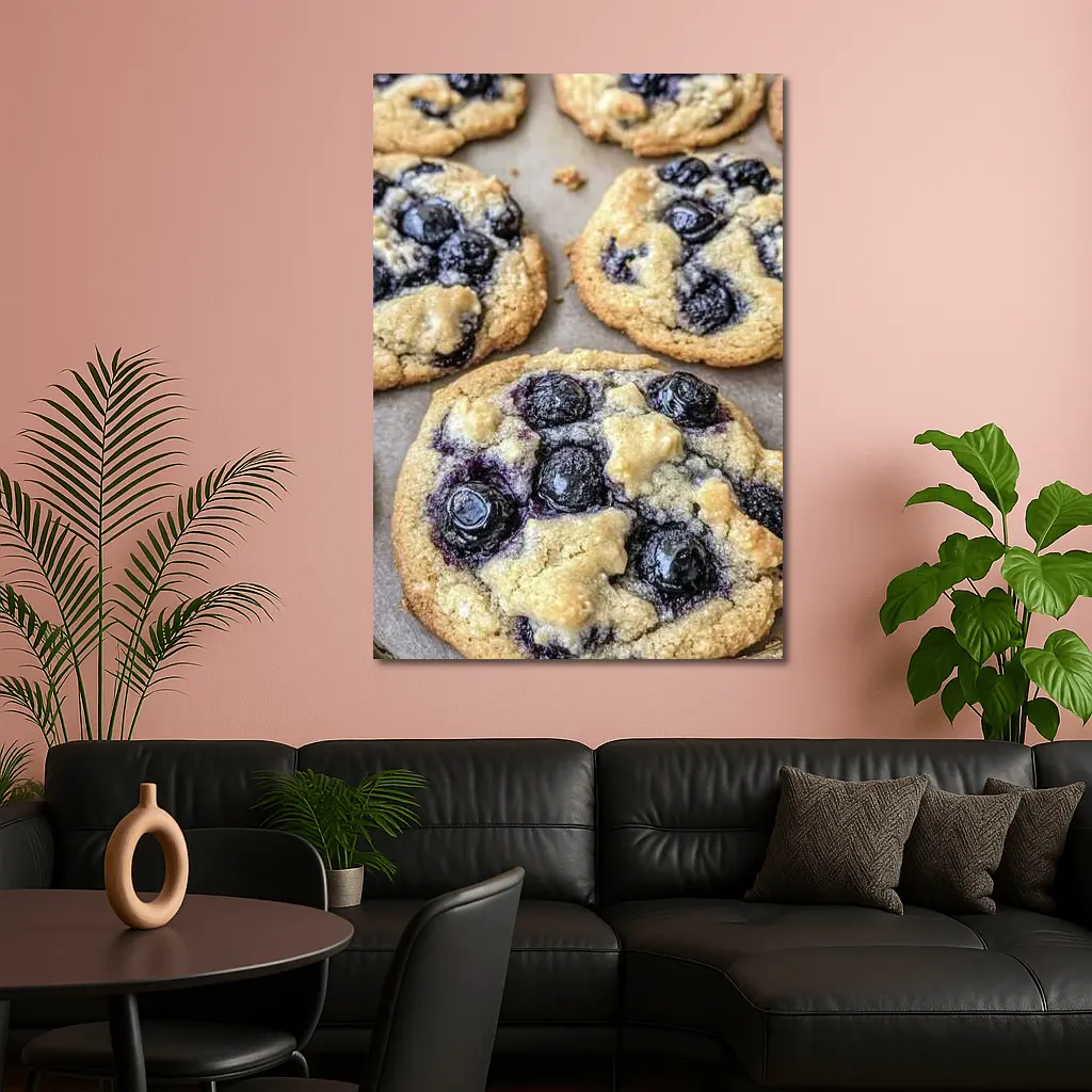 Fresh Blueberry Cookies on Baking Sheet – Wall Art