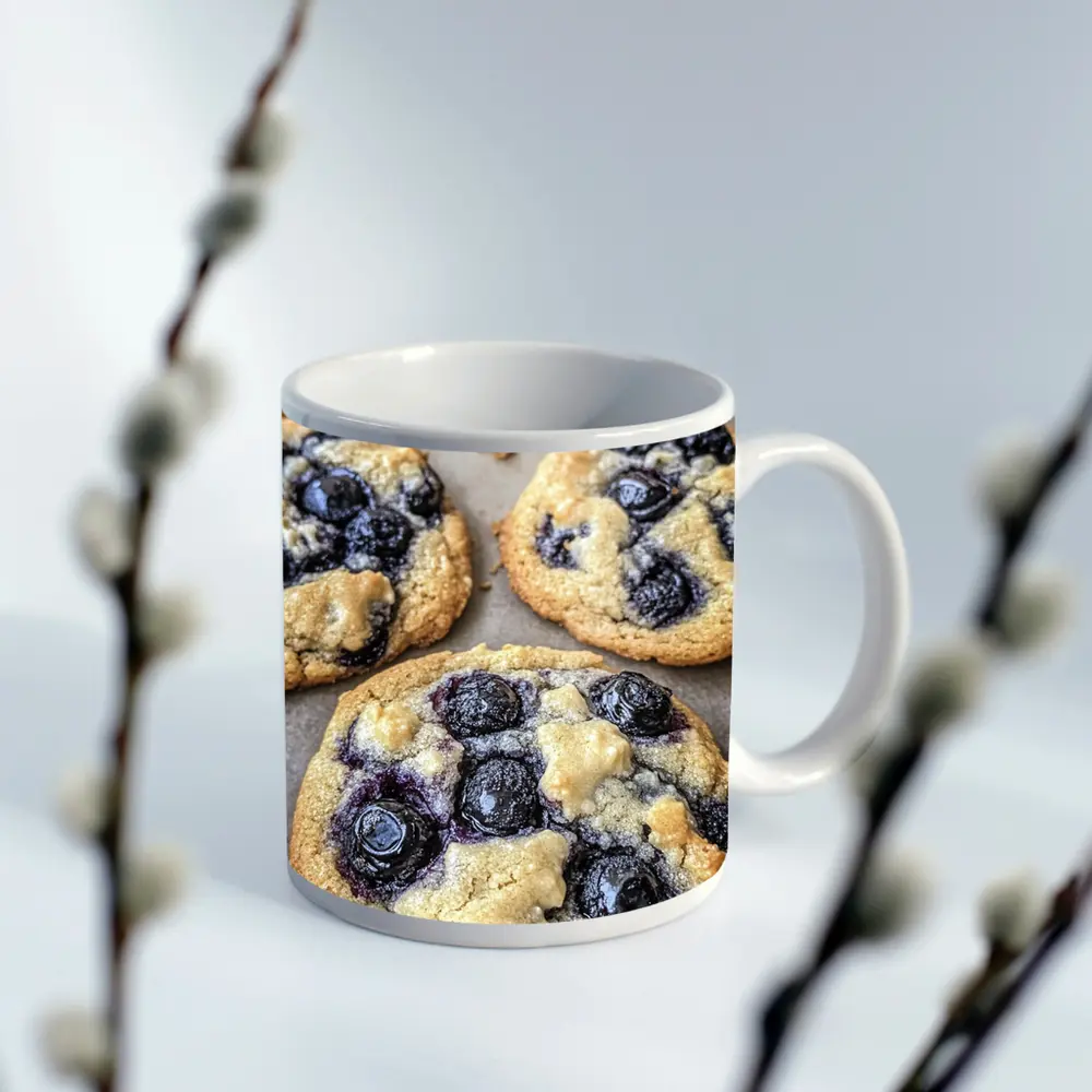 Fresh Blueberry Cookies on Baking Sheet – Mugs