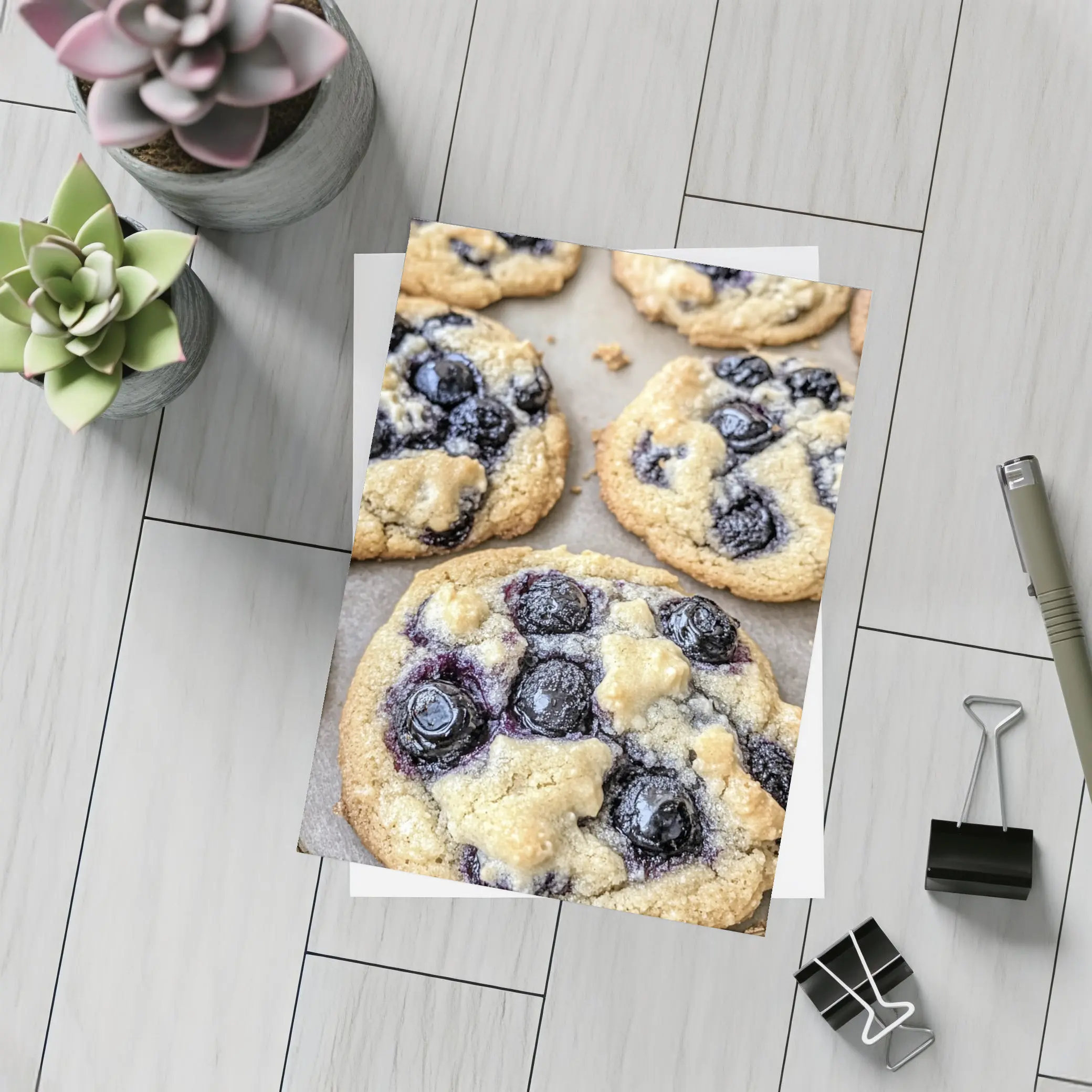 Fresh Blueberry Cookies on Baking Sheet – Postcards