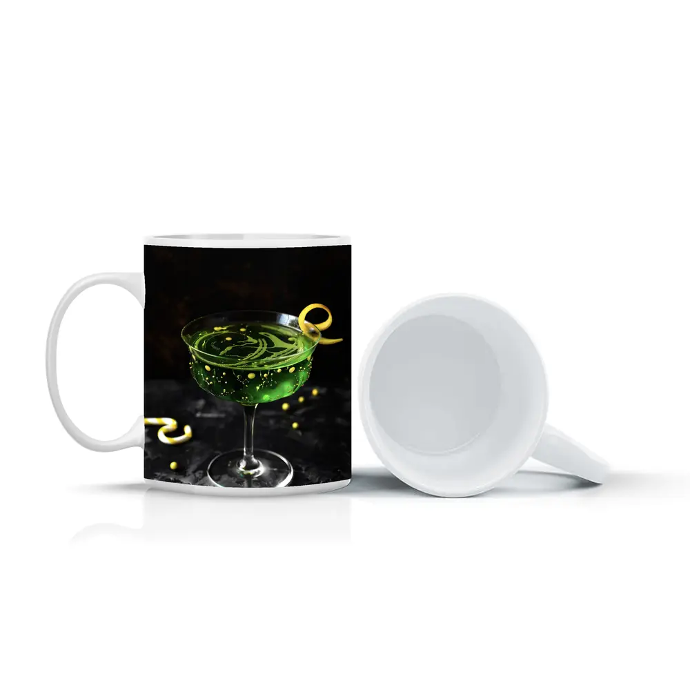 Green Cocktail Glass Dark Moody Background – Mugs