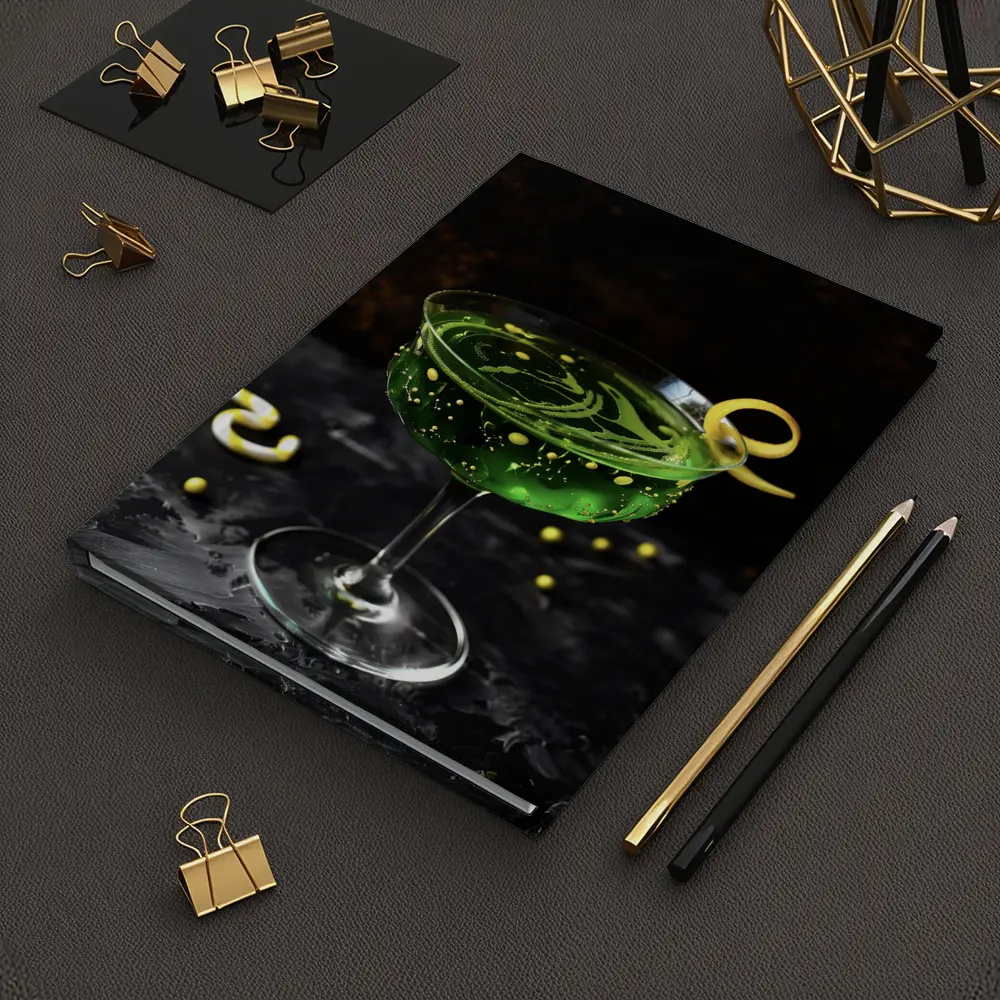 Green Cocktail Glass Dark Moody Background – Notebooks