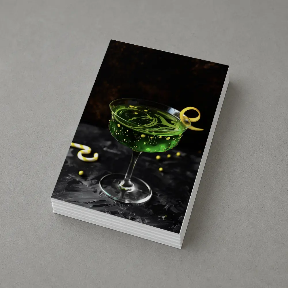 Green Cocktail Glass Dark Moody Background – Postcards