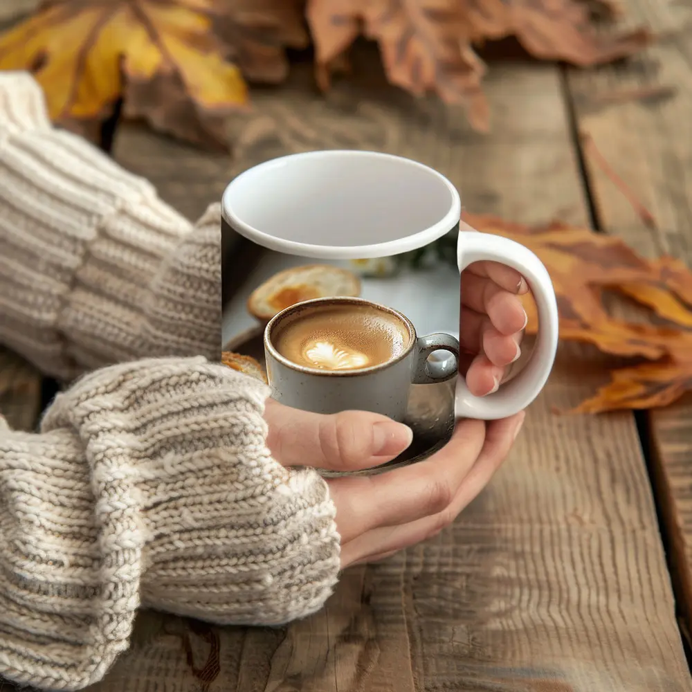 Latte Art Coffee Cup Morning Breakfast Scene – Mugs