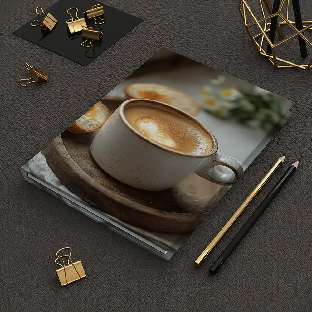 Latte Art Coffee Cup Morning Breakfast Scene – Notebooks