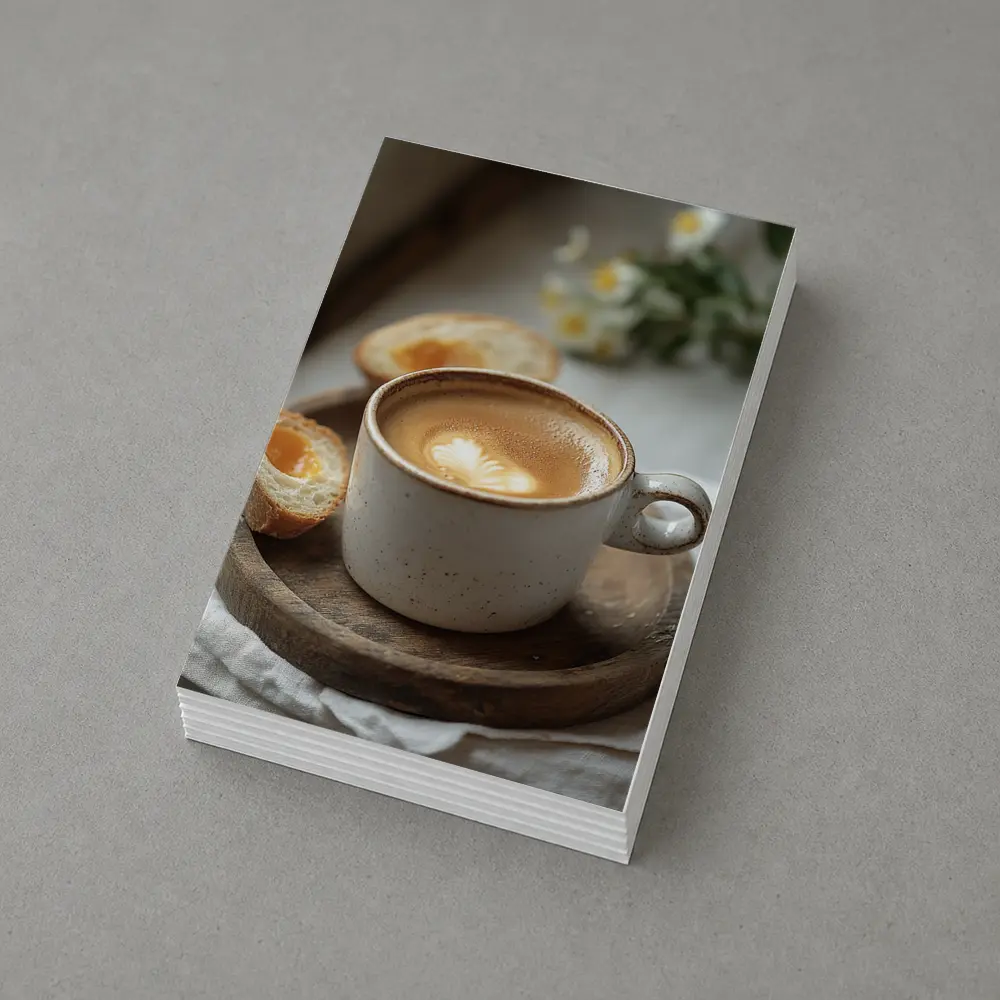 Latte Art Coffee Cup Morning Breakfast Scene – Postcards