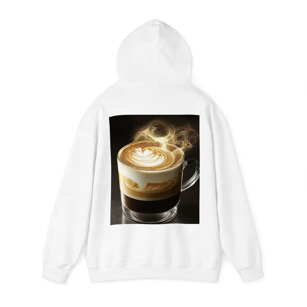 Latte Art Coffee Steam Dark Background – Hoodies