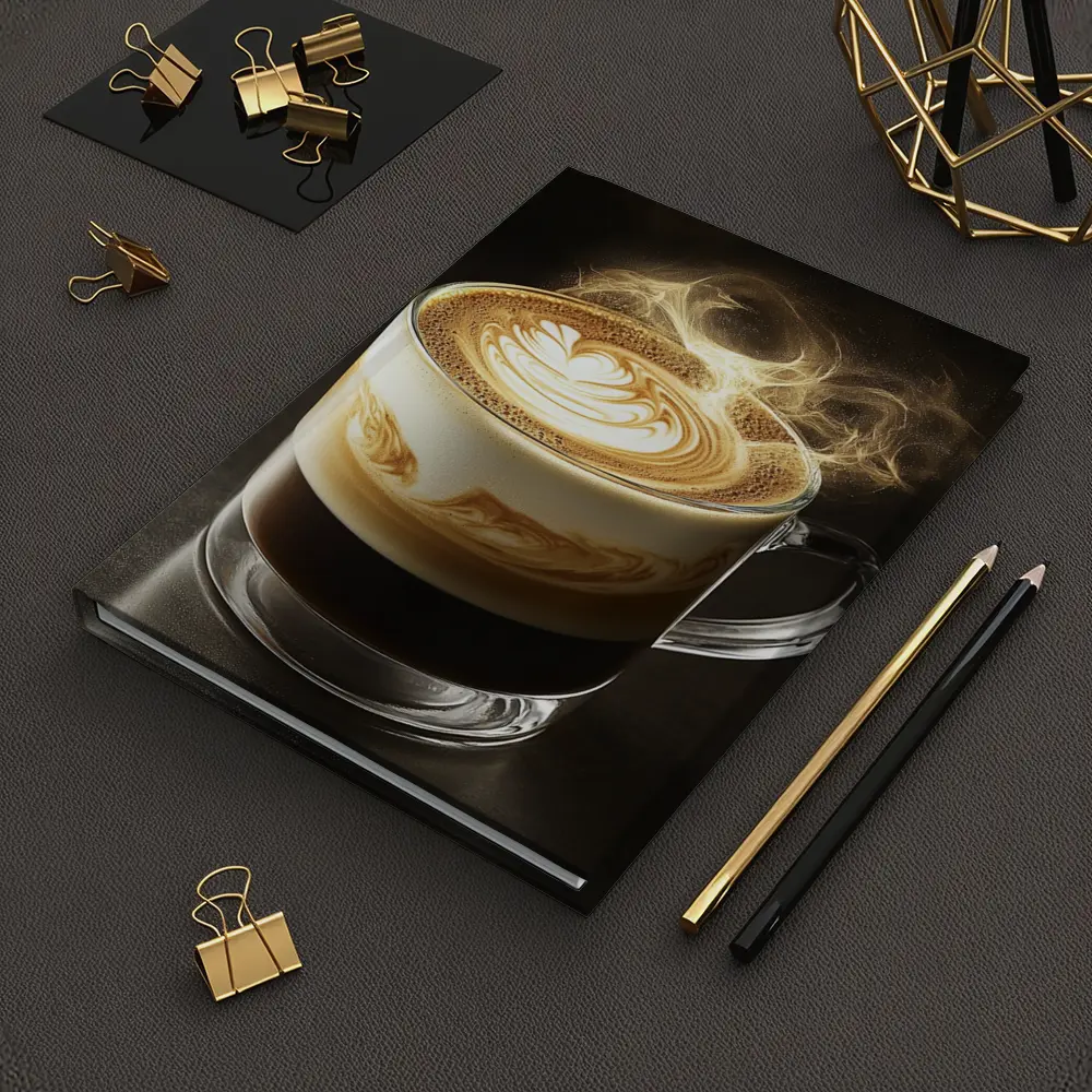 Latte Art Coffee Steam Dark Background – Notebooks