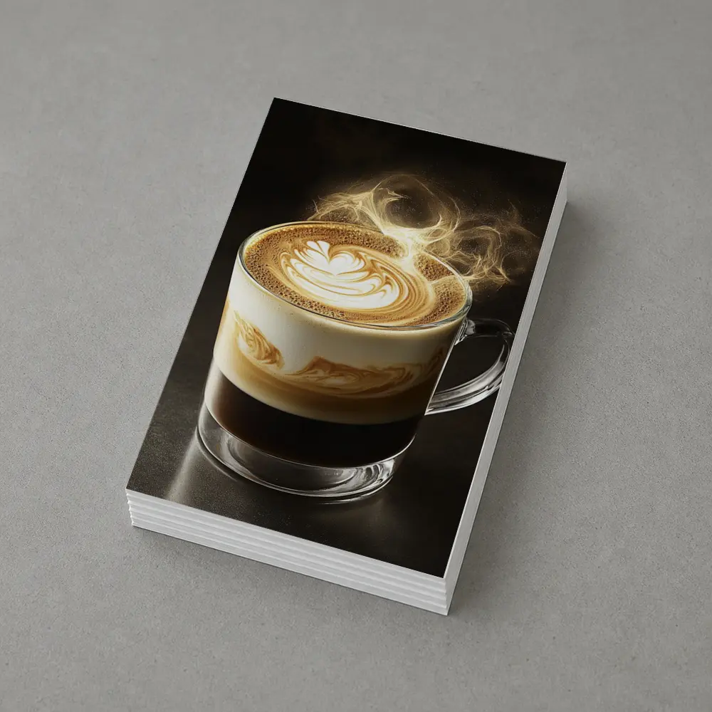 Latte Art Coffee Steam Dark Background – Postcards