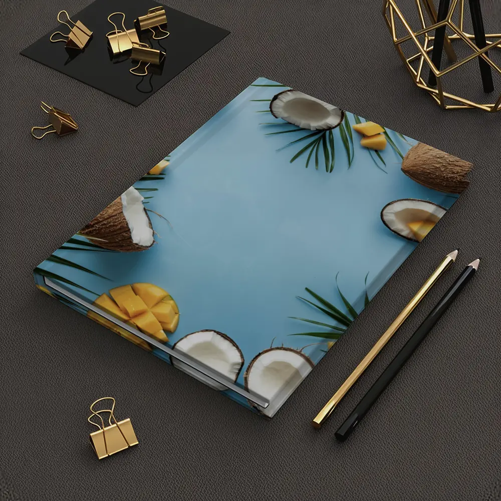 Coconuts and Mango on Blue Background – Notebooks