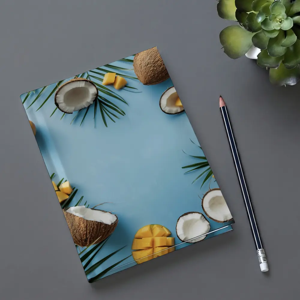 Coconuts and Mango on Blue Background – Notebooks