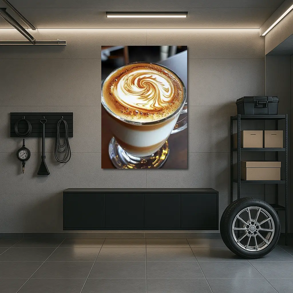 Latte Art Swirl Glass Cup Cafe – Wall Art