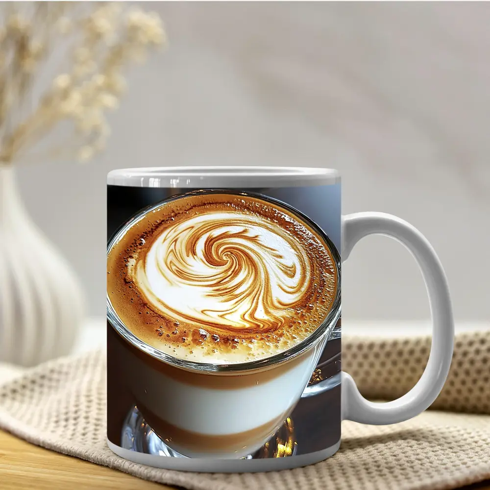 Latte Art Swirl Glass Cup Cafe – Mugs