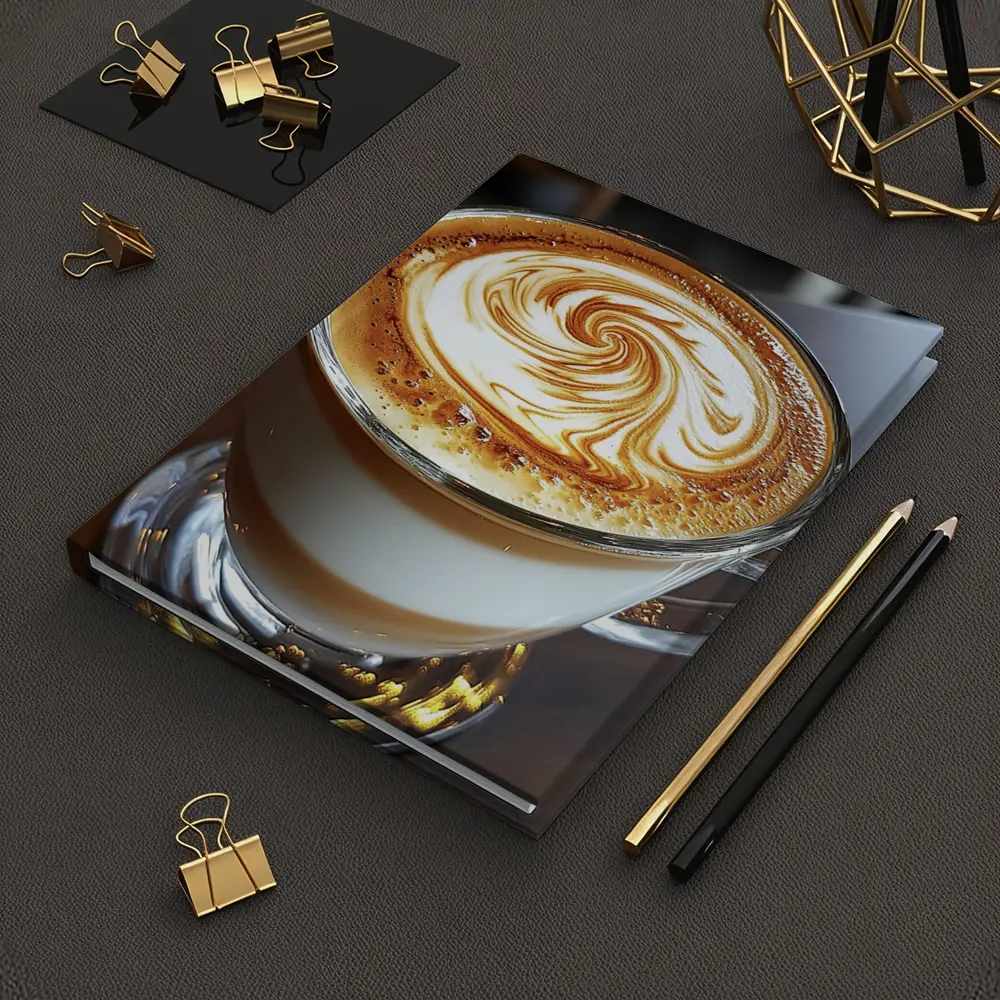 Latte Art Swirl Glass Cup Cafe – Notebooks