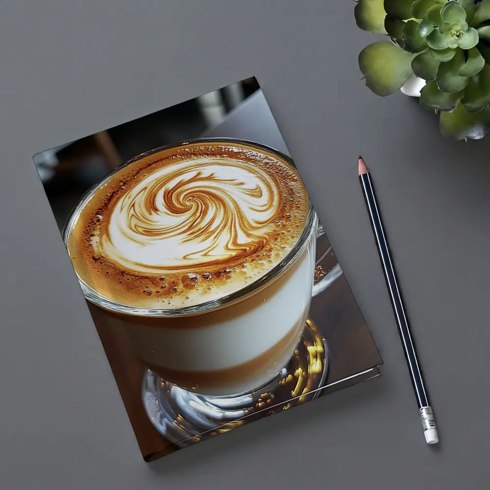 Latte Art Swirl Glass Cup Cafe – Notebooks