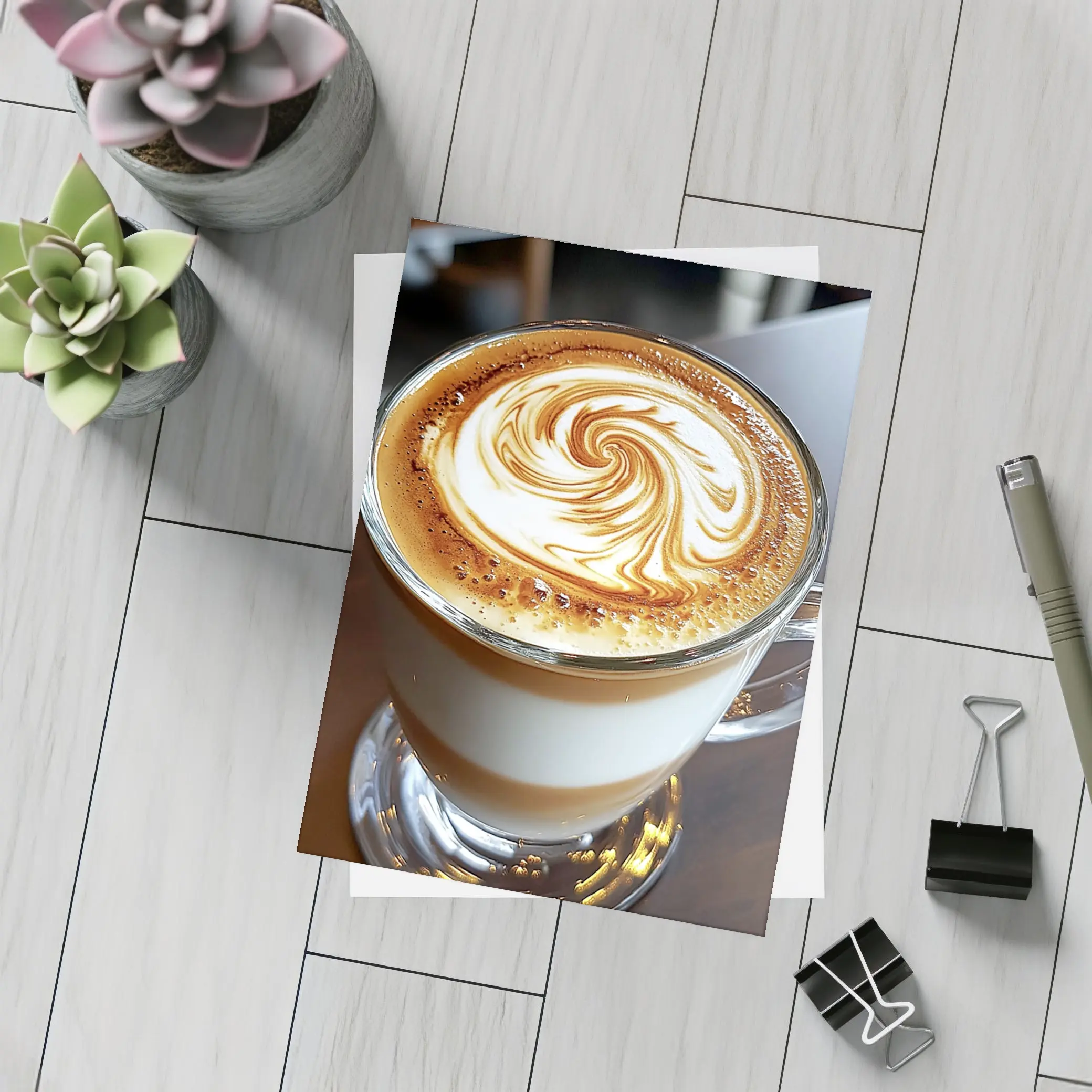 Latte Art Swirl Glass Cup Cafe – Postcards