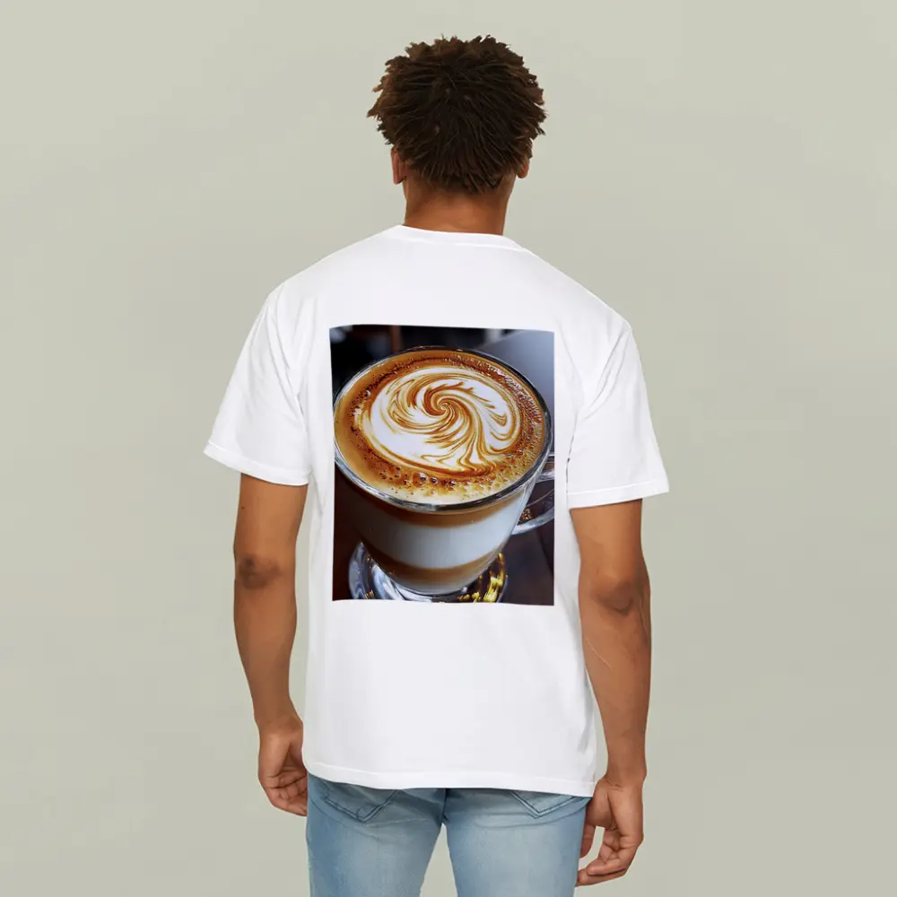 Latte Art Swirl Glass Cup Cafe – T-Shirts