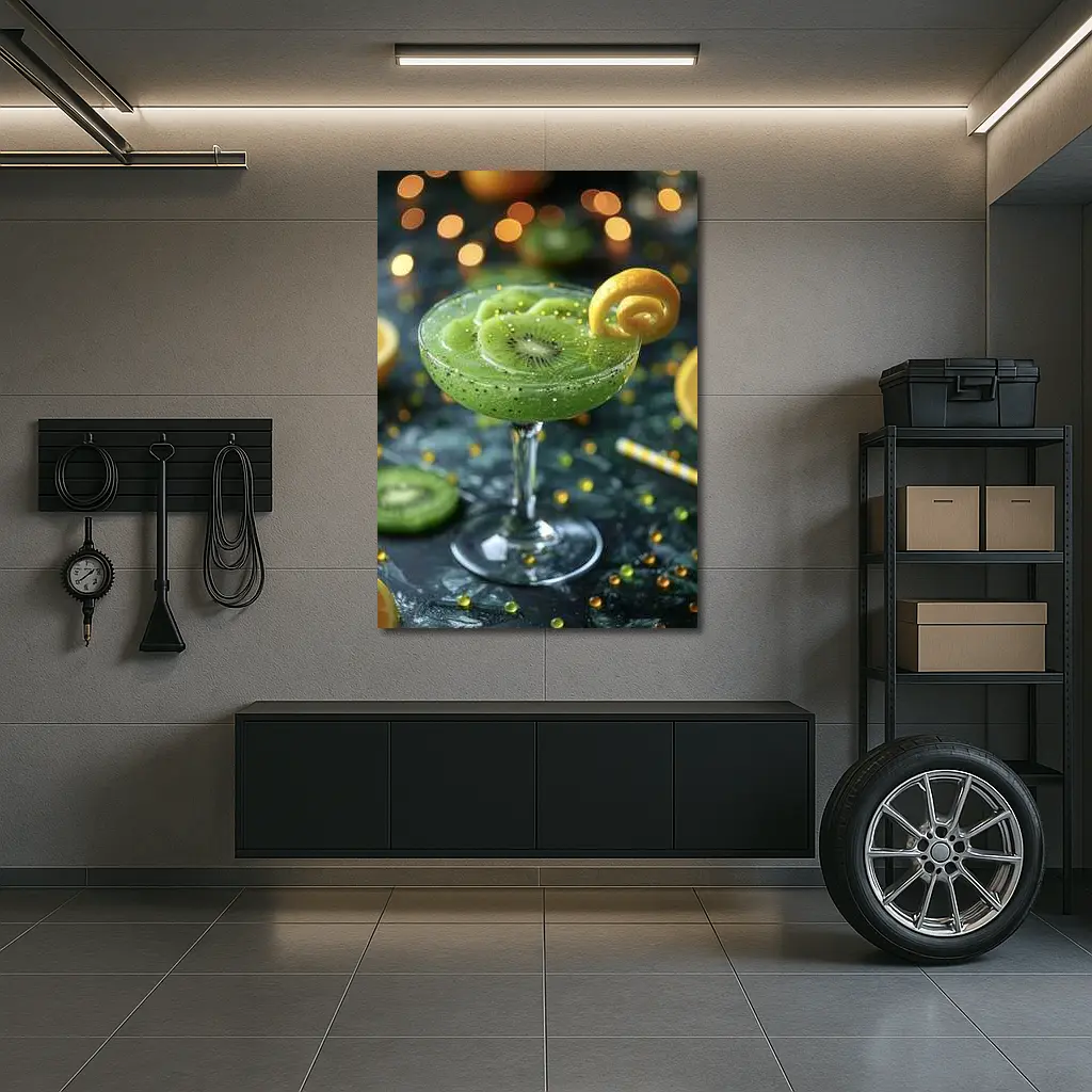 Kiwi Cocktail Green Drink Bokeh Lights – Wall Art