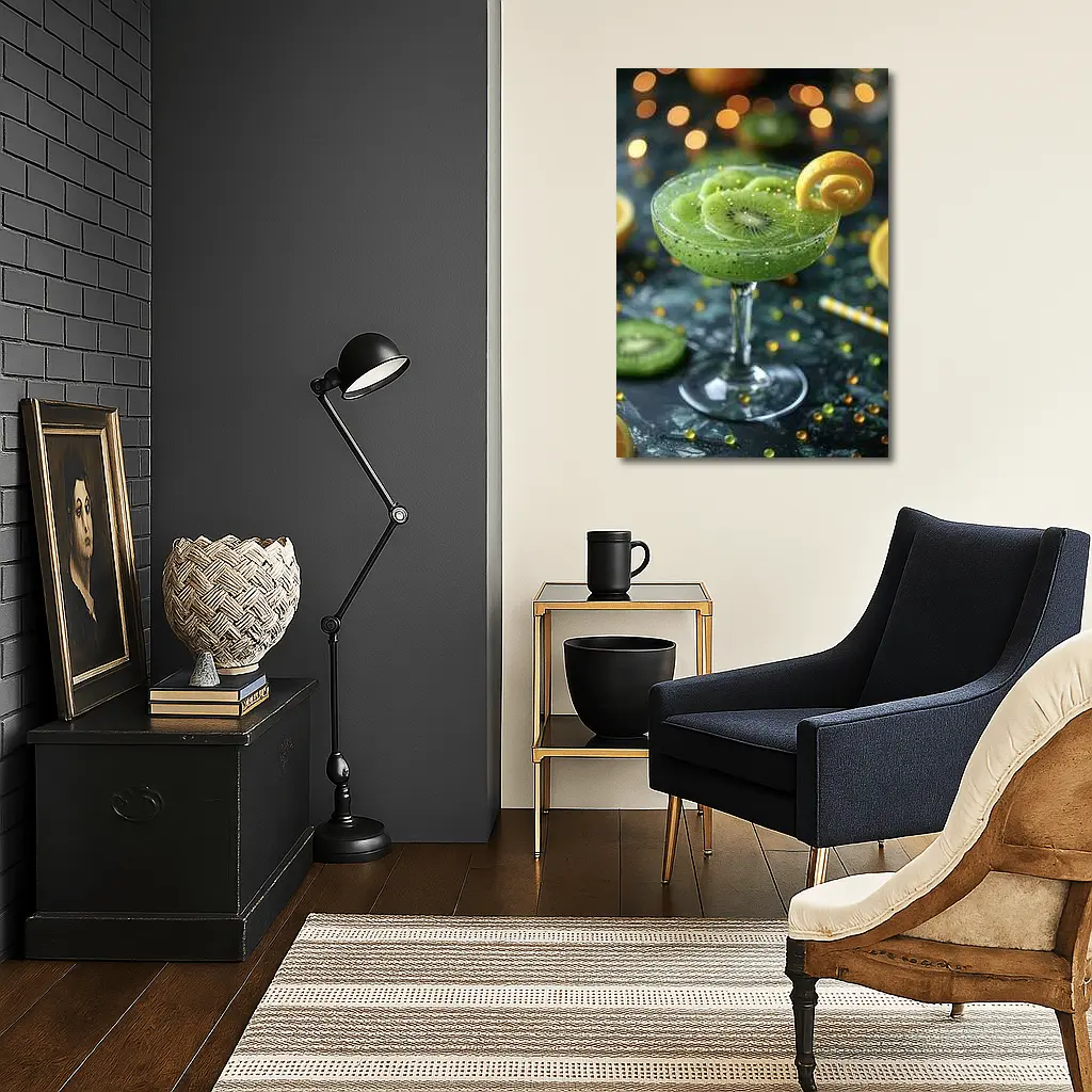 Kiwi Cocktail Green Drink Bokeh Lights – Wall Art
