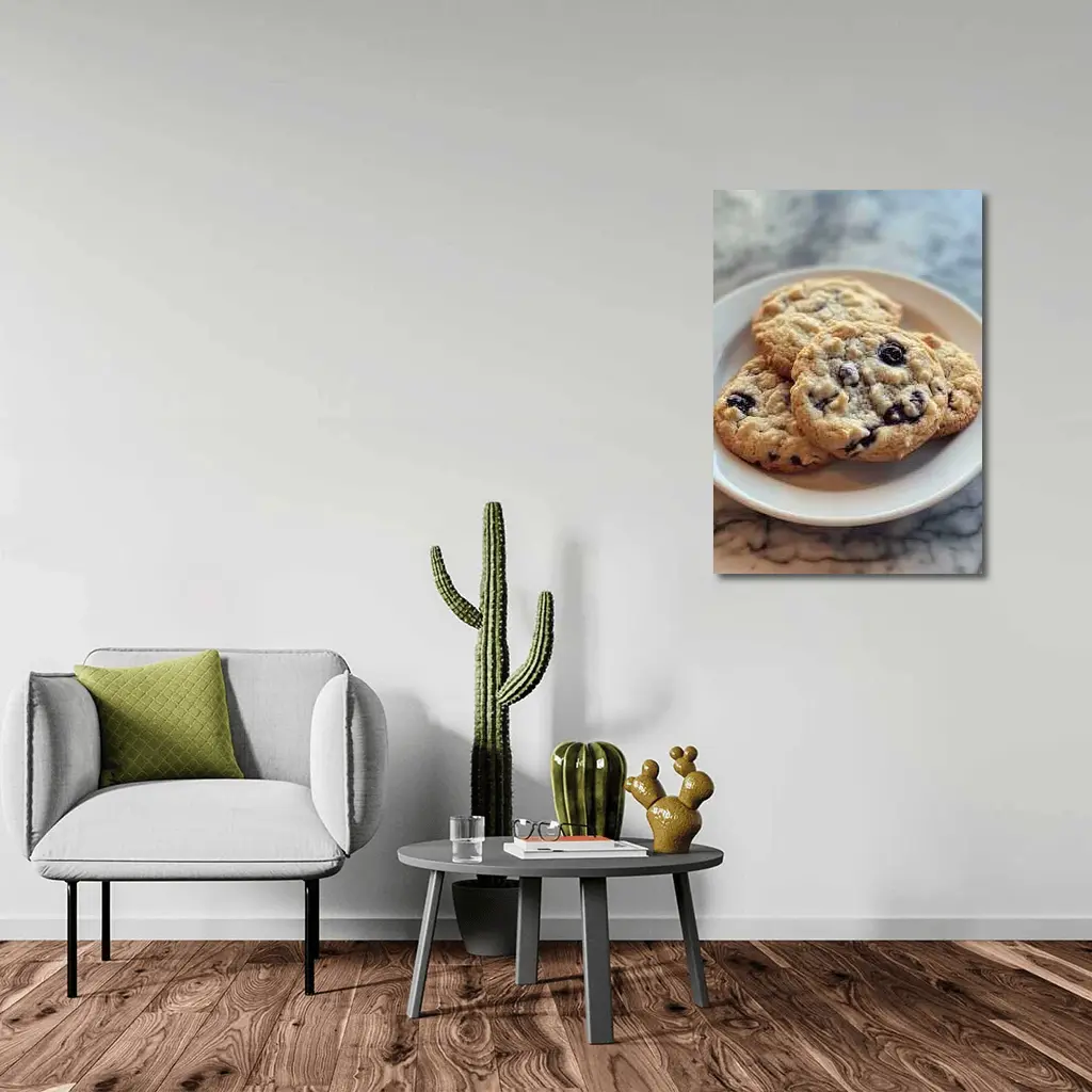 Blueberry Oatmeal Cookies On Marble Surface – Wall Art