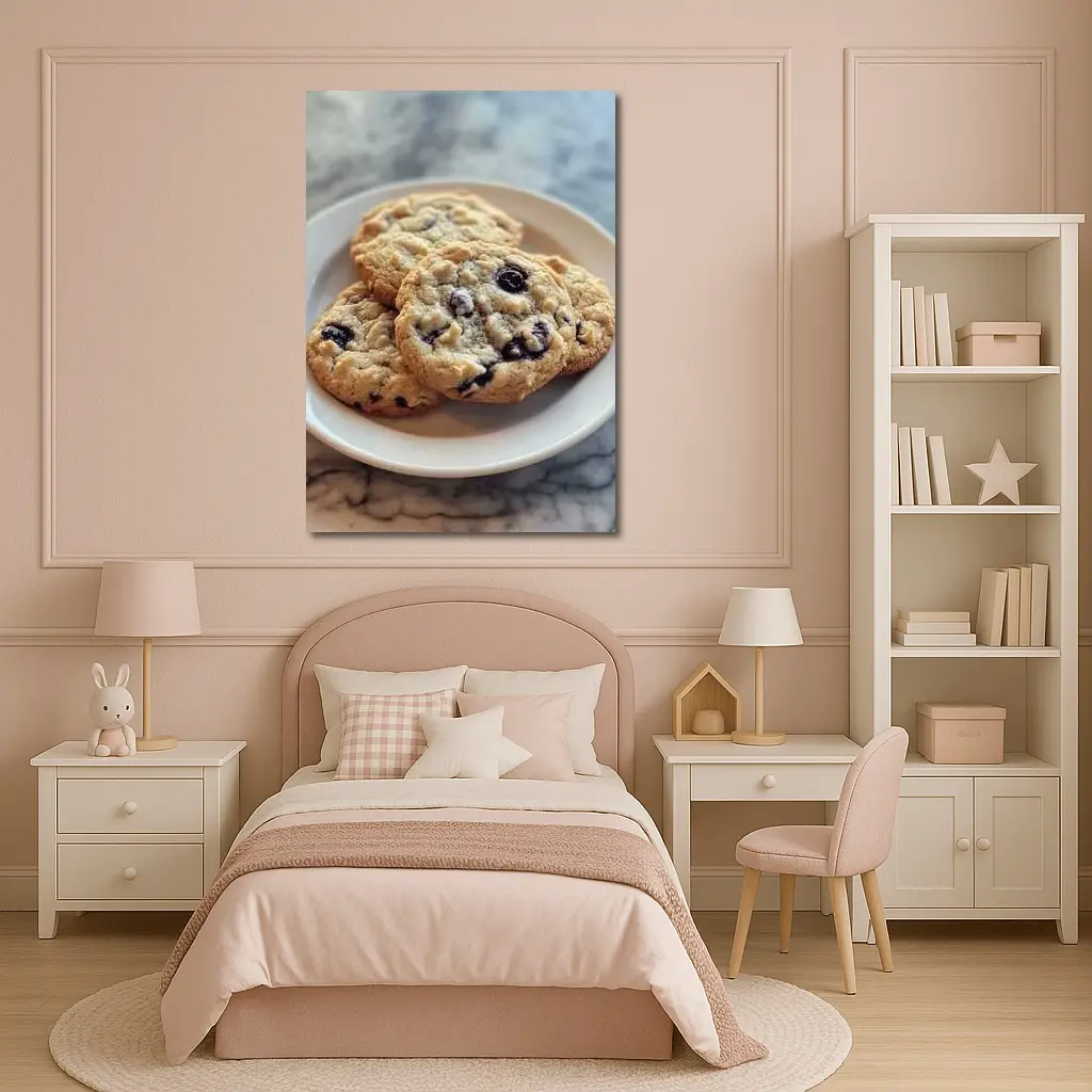 Blueberry Oatmeal Cookies On Marble Surface – Wall Art