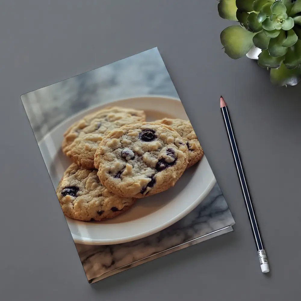 Blueberry Oatmeal Cookies On Marble Surface – Notebooks