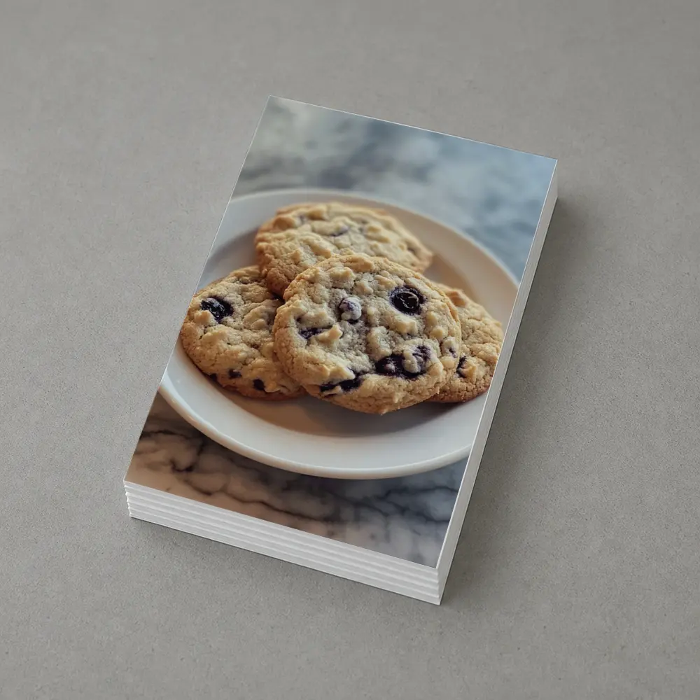 Blueberry Oatmeal Cookies On Marble Surface – Postcards