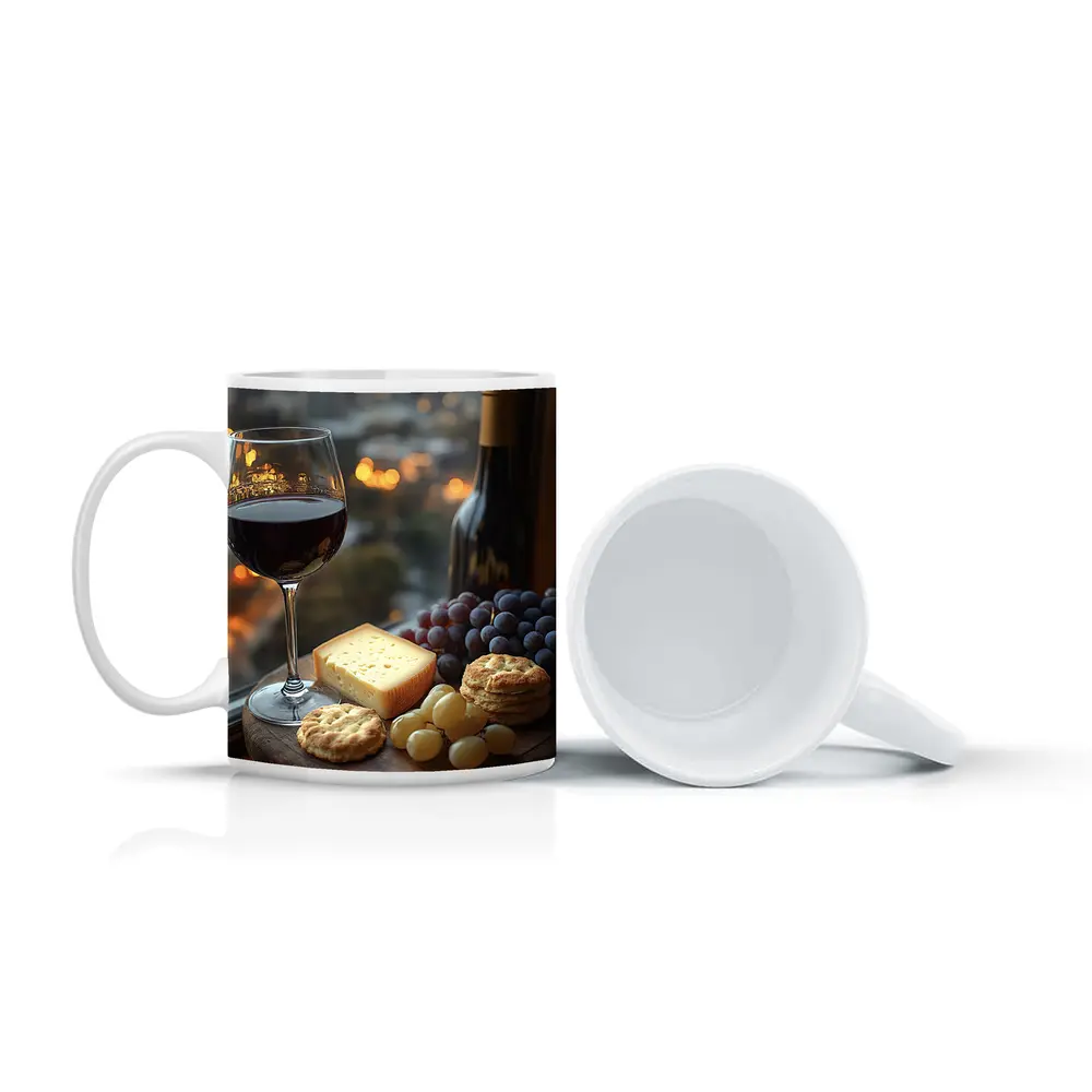 Red Wine Glass Cheese Board City View – Mugs