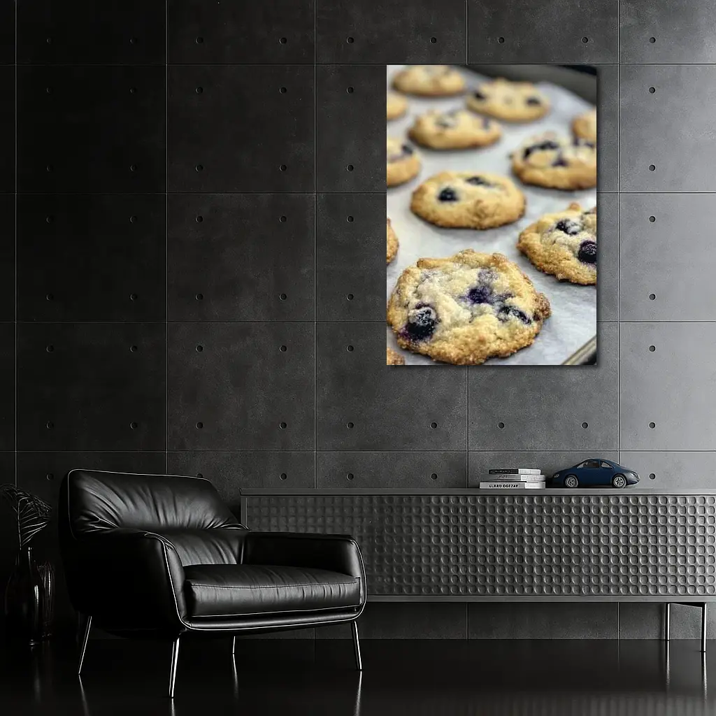 Fresh Blueberry Cookies On Baking Tray – Wall Art