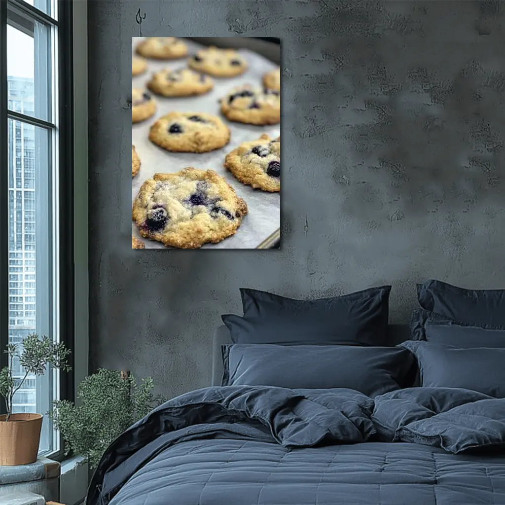 Fresh Blueberry Cookies On Baking Tray – Wall Art