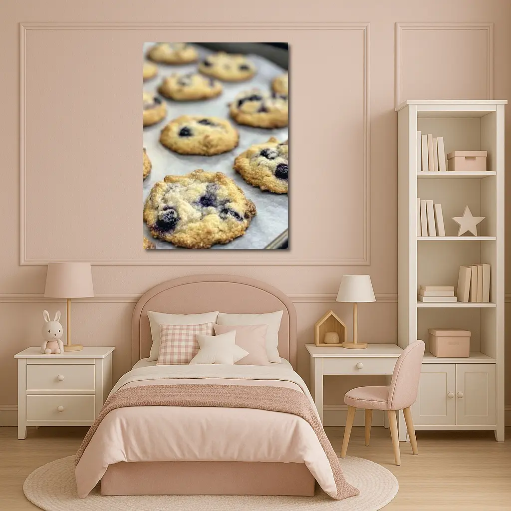 Fresh Blueberry Cookies On Baking Tray – Wall Art