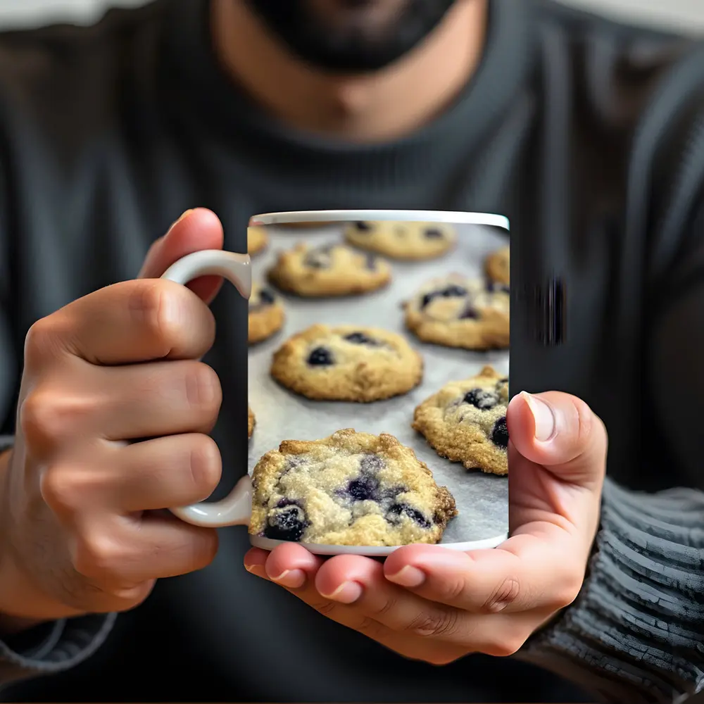 Fresh Blueberry Cookies On Baking Tray – Mugs
