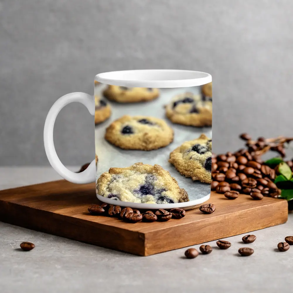 Fresh Blueberry Cookies On Baking Tray – Mugs