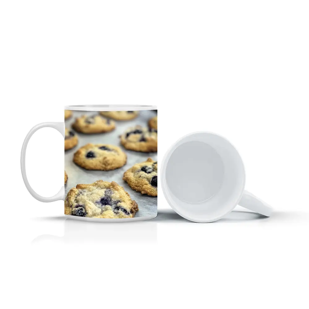 Fresh Blueberry Cookies On Baking Tray – Mugs