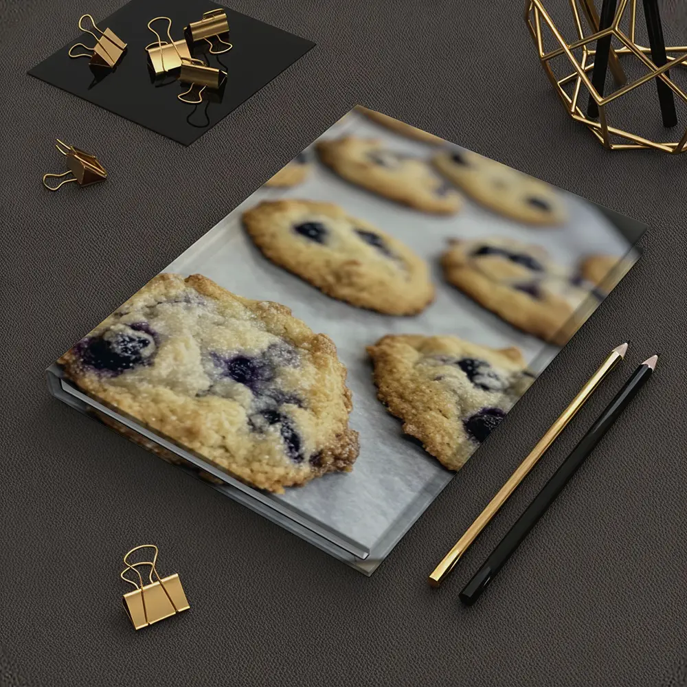 Fresh Blueberry Cookies On Baking Tray – Notebooks