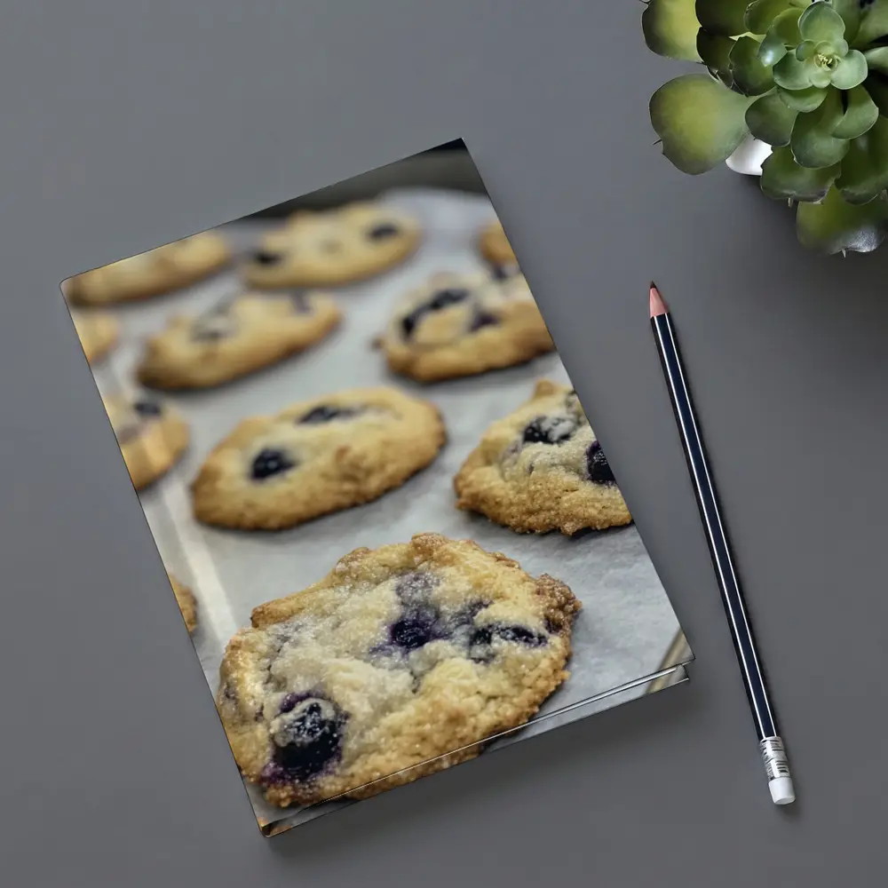 Fresh Blueberry Cookies On Baking Tray – Notebooks